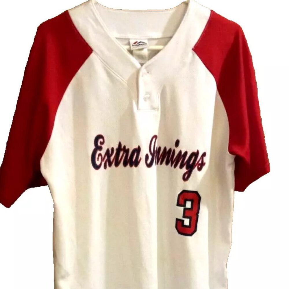 Majestic Extra Innings Baseball jersey red & white jersey mens sports large